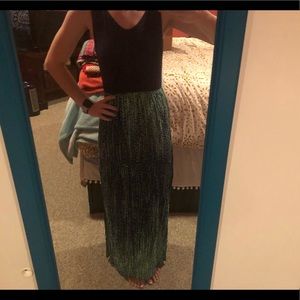 Navy and Green Maxi Dress
